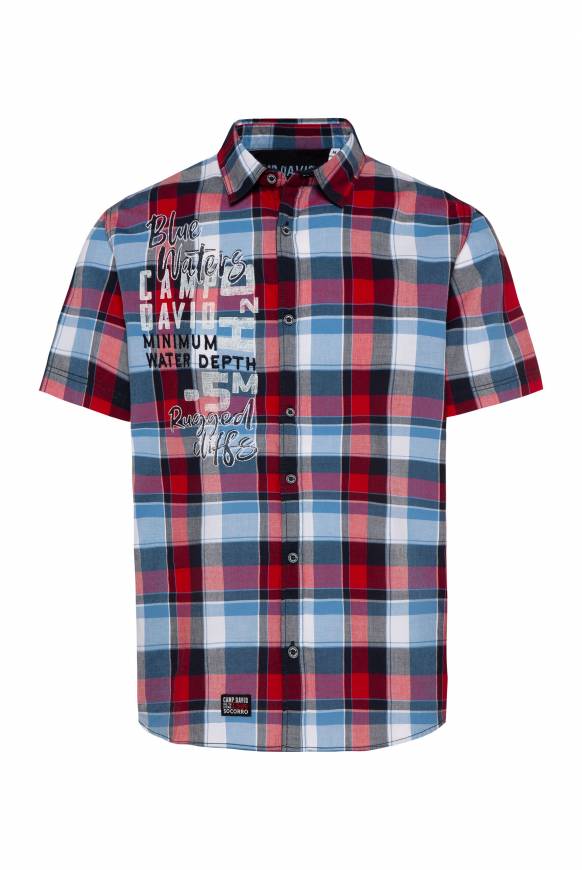 Soccx Karohemd mit Print und Stickereien royal red check Lagerräumung