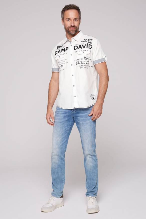 Soccx Kurzarmhemd mit Klappentaschen und Prints opticwhite Top Angebot