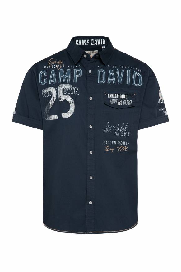 Soccx Kurzarmhemd mit Logo-Applikationen blue navy Online Outlet