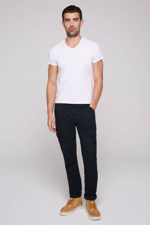 Soccx Cargohose mit Taschen im tonigen Materialmix blue navy Kostenlose Rückgabe