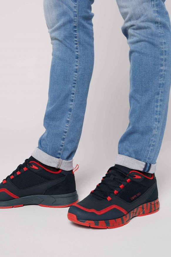 Soccx Power Sneaker im Materialmix mit XL-Logo navy / red 50% Rabatt für begrenzte Zeit