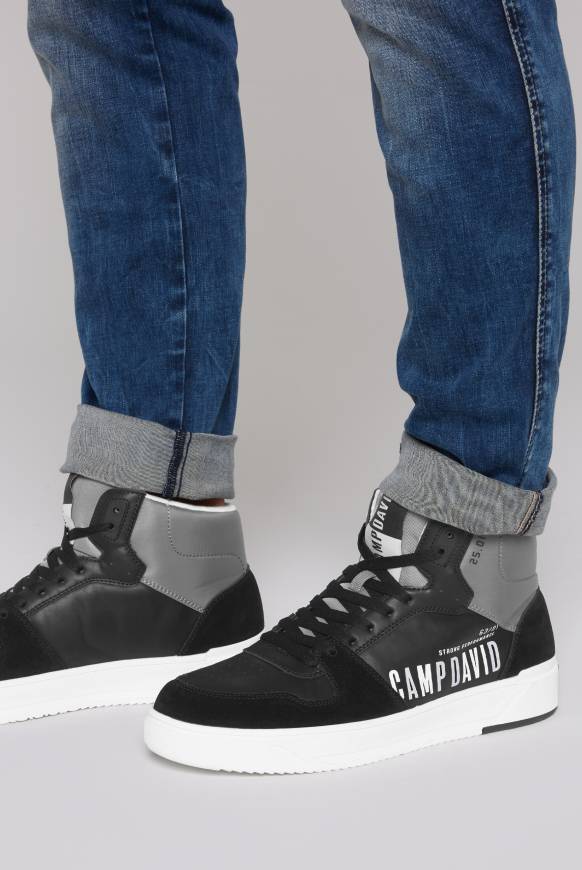 Soccx Hightop Sneaker im Materialmix mit Rubber Logos black Schlussverkauf