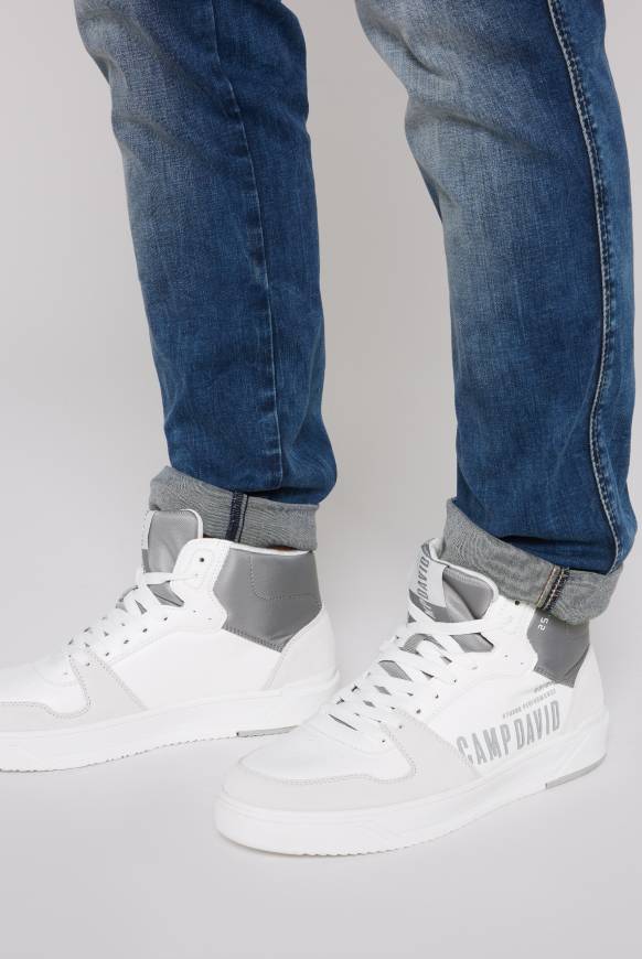 Soccx Hightop Sneaker im Materialmix mit Rubber Logos white Günstiger Verkauf