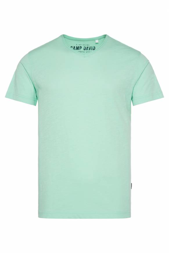 Soccx Basic T-Shirt V-Neck mit Used-Kante sun aqua Fabrikpreis