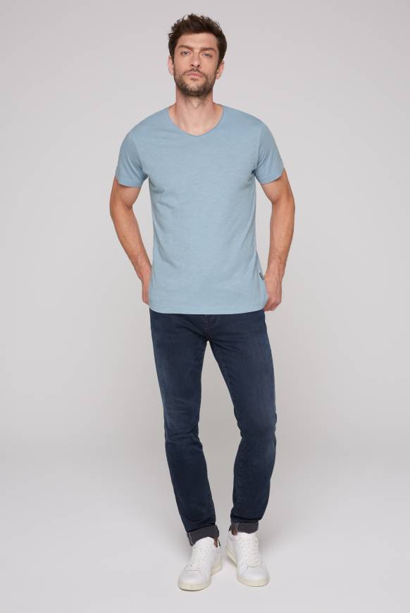 Soccx Basic T-Shirt V-Neck mit Used-Kante new blue Sonderangebot