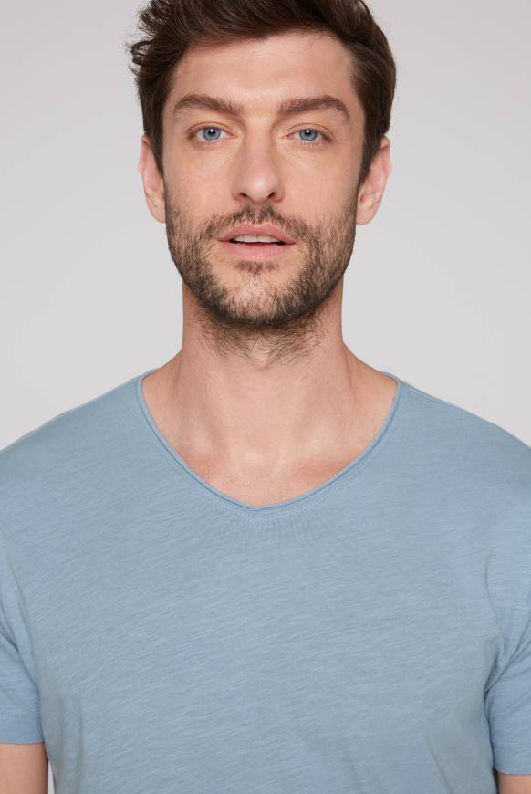 Soccx Basic T-Shirt V-Neck mit Used-Kante new blue Sonderangebot