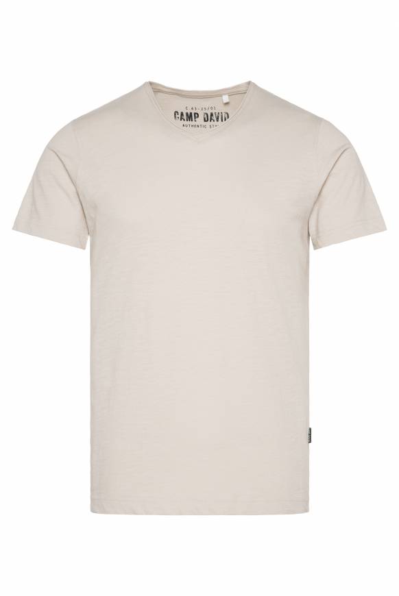 Soccx Basic T-Shirt V-Neck mit Used-Kante light cappuccino Rabatt
