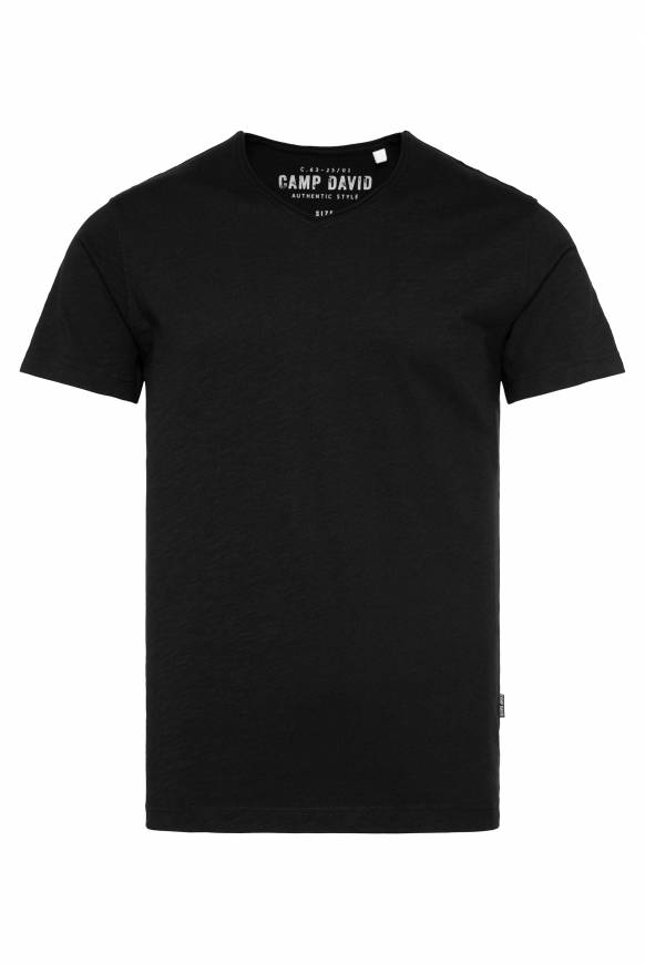 Soccx Basic T-Shirt V-Neck mit Used-Kante black Versandkostenfrei