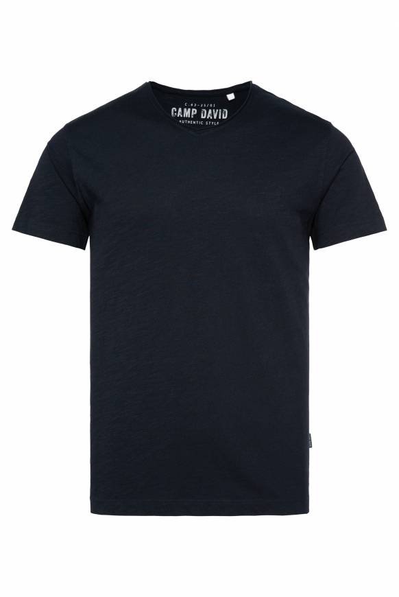Soccx Basic T-Shirt V-Neck mit Used-Kante blue navy Großer Ausverkauf