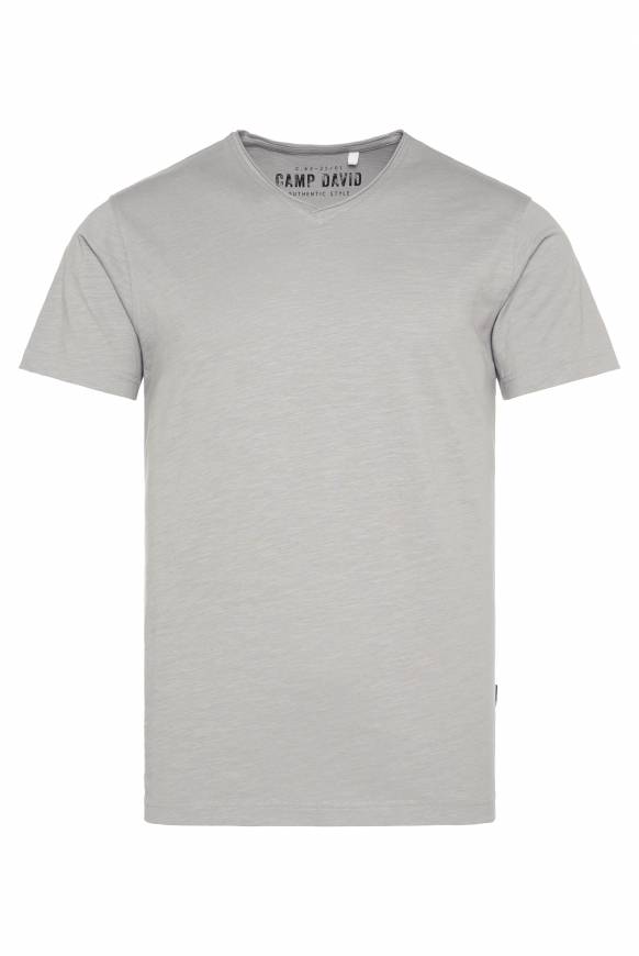 Soccx Basic T-Shirt V-Neck mit Used-Kante polo grey Begrenztes Angebot