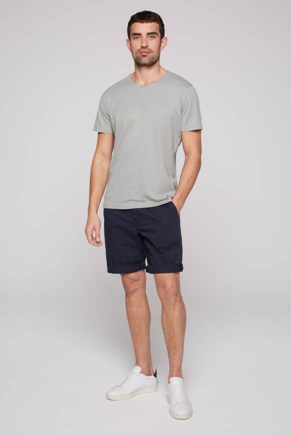 Soccx Basic T-Shirt V-Neck mit Used-Kante polo grey Begrenztes Angebot