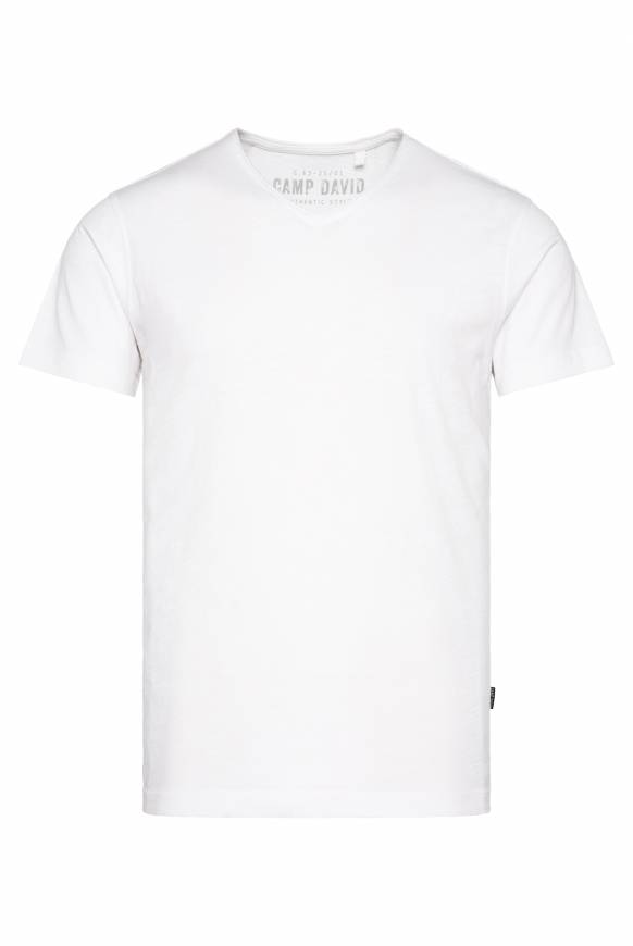 Soccx Basic T-Shirt V-Neck mit Used-Kante opticwhite Online Shopping