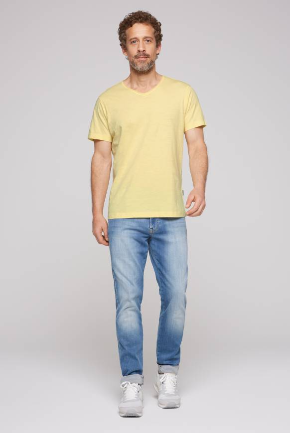 Soccx Basic T-Shirt V-Neck mit Used-Kante sun Exklusivangebot