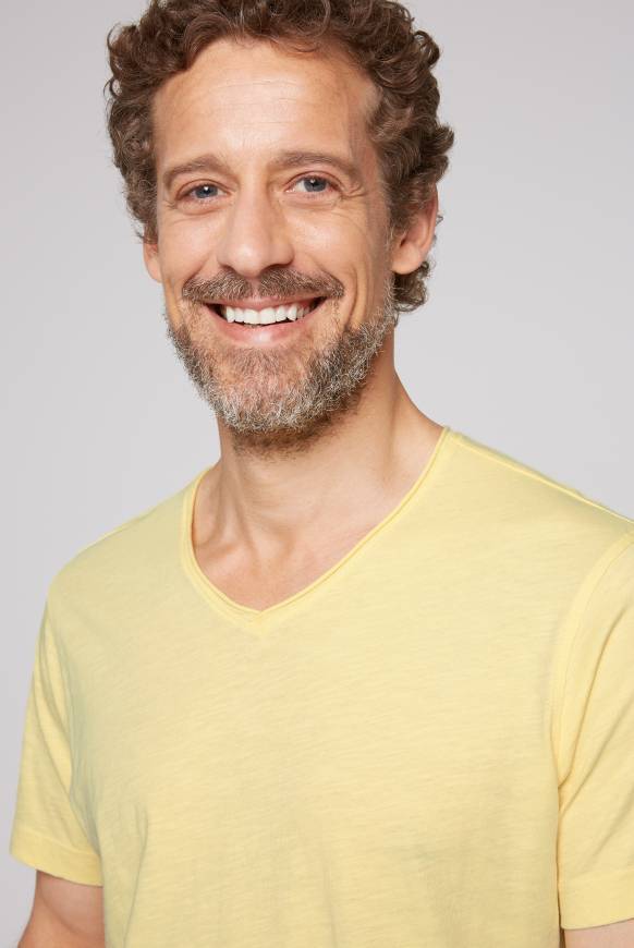 Soccx Basic T-Shirt V-Neck mit Used-Kante sun Exklusivangebot
