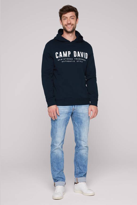 Soccx Basic Hoodie mit Logo Print blue navy Preisnachlass