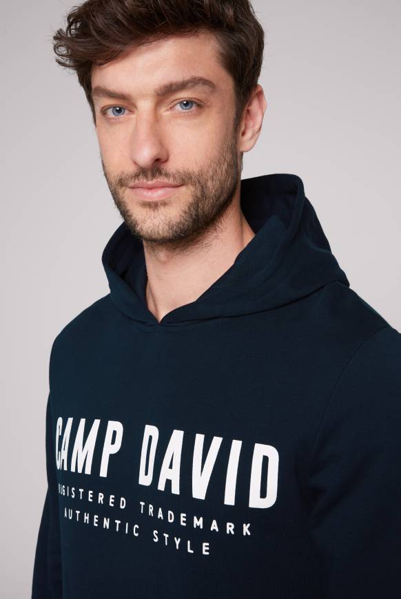 Soccx Basic Hoodie mit Logo Print blue navy Preisnachlass