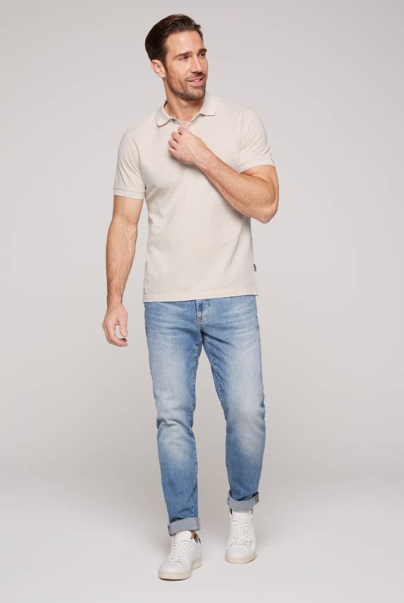 Soccx Basic Pikee-Polo mit Trikotkragen light cappuccino Valentinstagsangebot