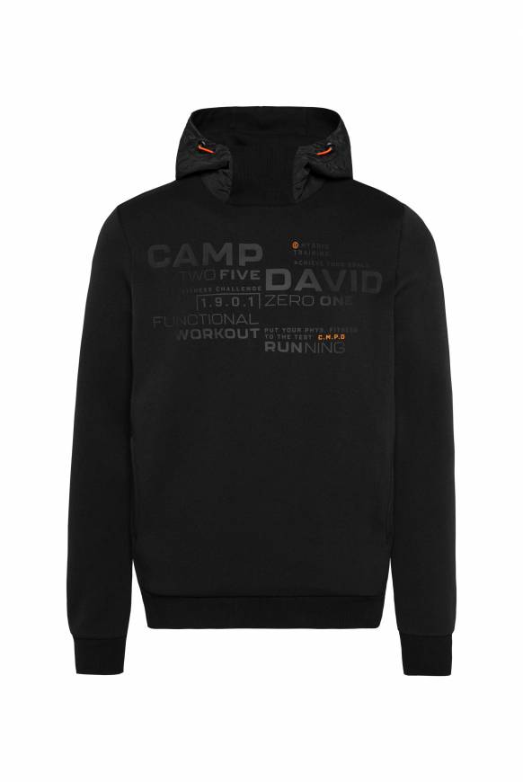 Soccx Hoodie im Materialmix mit Artwork und Rückentasche black Kostenlose Rückgabe