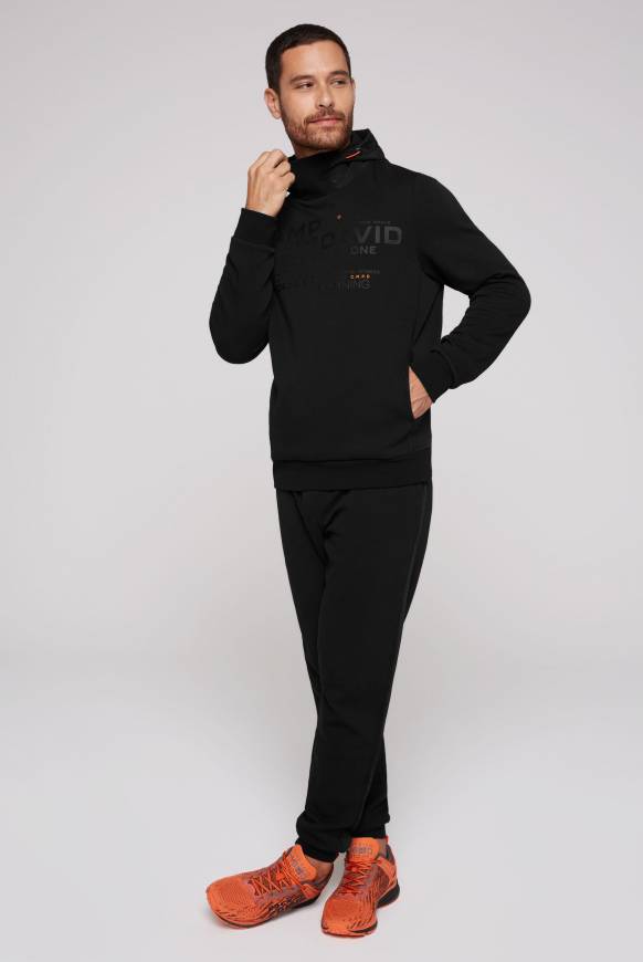 Soccx Hoodie im Materialmix mit Artwork und Rückentasche black Kostenlose Rückgabe