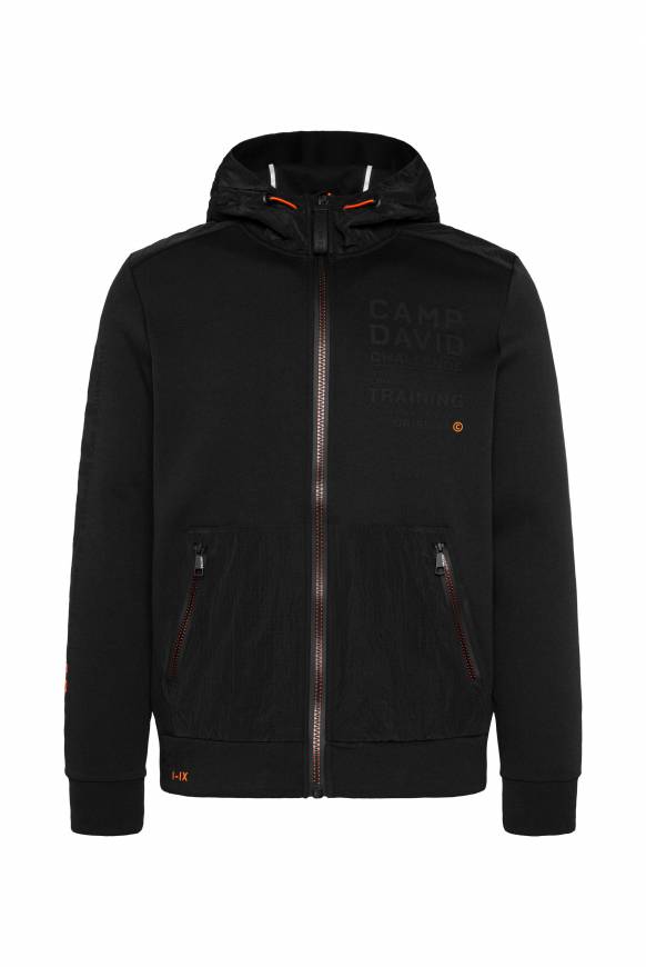 Soccx Kapuzensweatjacke im Materialmix mit Rubber Prints black Letzte 3 Tage