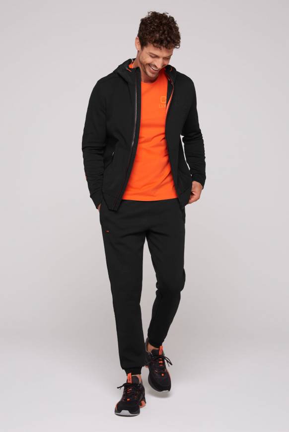 Soccx Kapuzensweatjacke im Materialmix mit Rubber Prints black Letzte 3 Tage