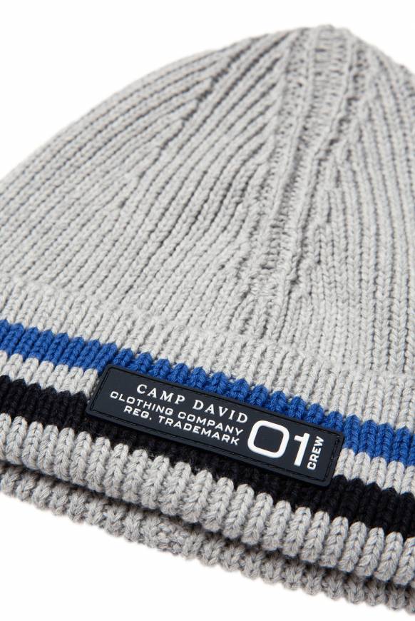 Soccx Rippstrickmütze mit Streifen-Design granite melange Zeitbegrenzte Promotion
