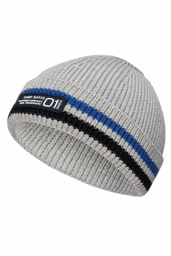 Soccx Rippstrickmütze mit Streifen-Design granite melange Rabatte dieses Monats
