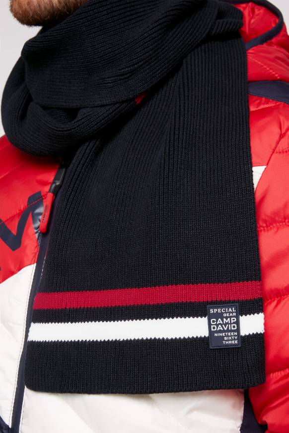 Soccx Rippstrickschal mit Streifen-Details blue navy Online