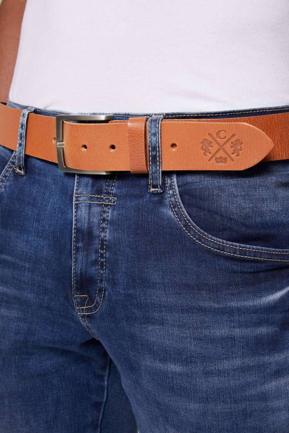 Soccx Ledergürtel mit matter Dornschließe cognac Großer Ausverkauf