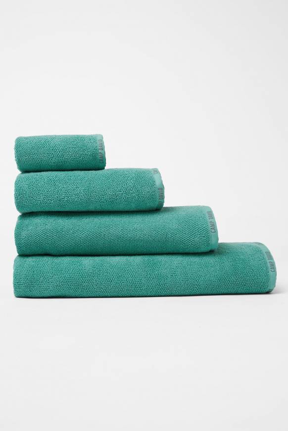 Soccx Saunahandtuch mit Logo-Saum 100 x 140 cm cool green Lagerräumung