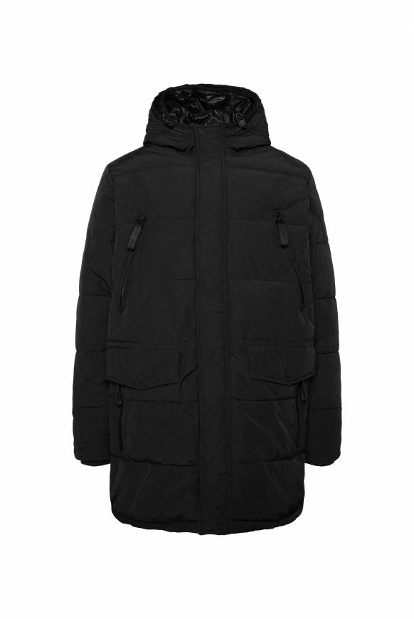 Soccx Stepp-Parka mit Kapuzen-Layering black Günstiger Verkauf