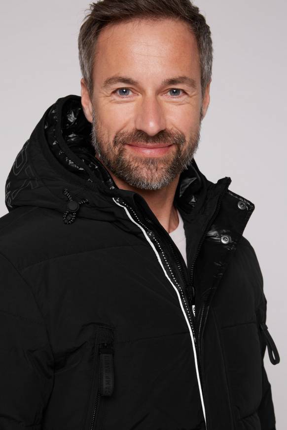 Soccx Stepp-Parka mit Kapuzen-Layering black Günstiger Verkauf