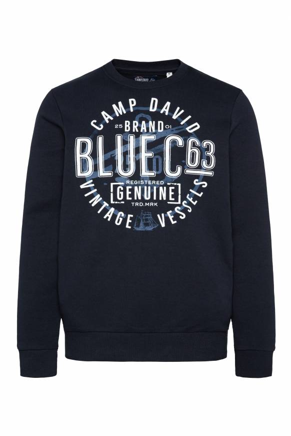 Soccx Sweatshirt mit rundem Label Print blue navy Jubiläumsangebot