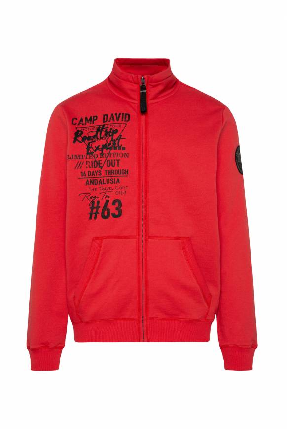 Soccx Sweatjacke mit Print und Stickereien red orange M Lagerräumung