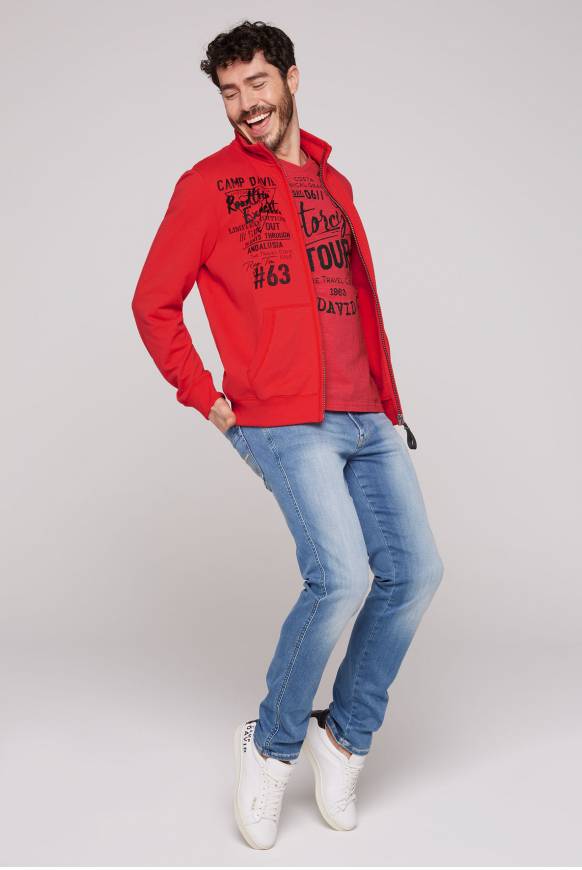 Soccx Sweatjacke mit Print und Stickereien red orange M Lagerräumung