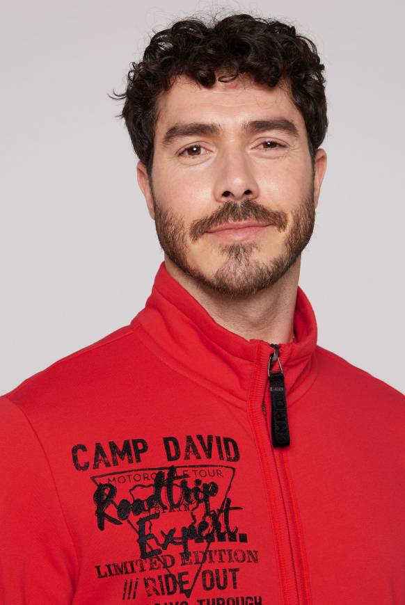 Soccx Sweatjacke mit Print und Stickereien red orange M Lagerräumung