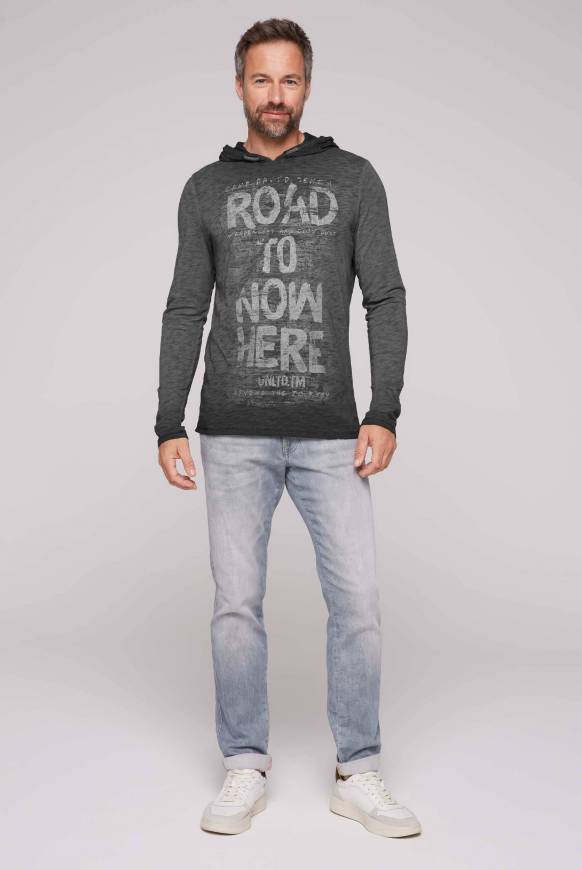 Soccx Langarmshirt mit Kapuze und Vintage Print black Zeitlich begrenztes Angebot