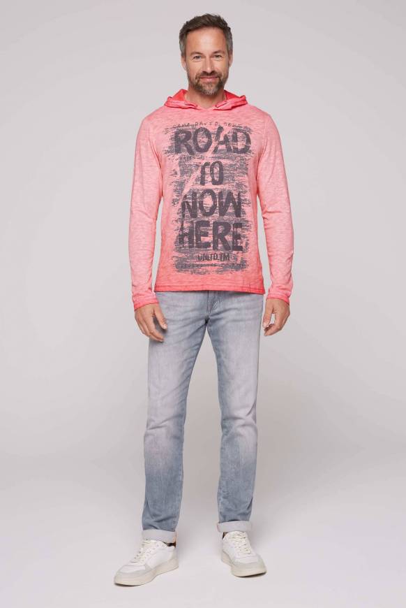 Soccx Langarmshirt mit Kapuze und Vintage Print sunrise Blitzangebot