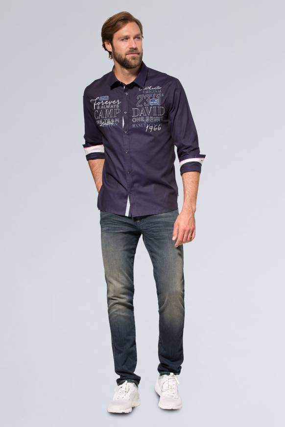 Soccx Hemd mit Dobby-Struktur und Artworks blue navy Tägliche Deals