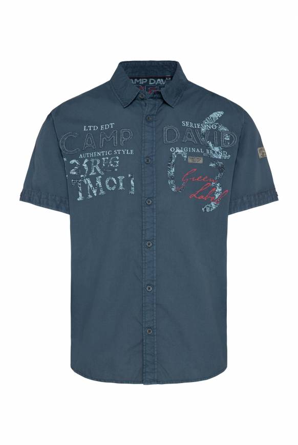 Soccx Leichtes Kurzarmhemd mit Label-Applikationen lazy blue Letzter Tag