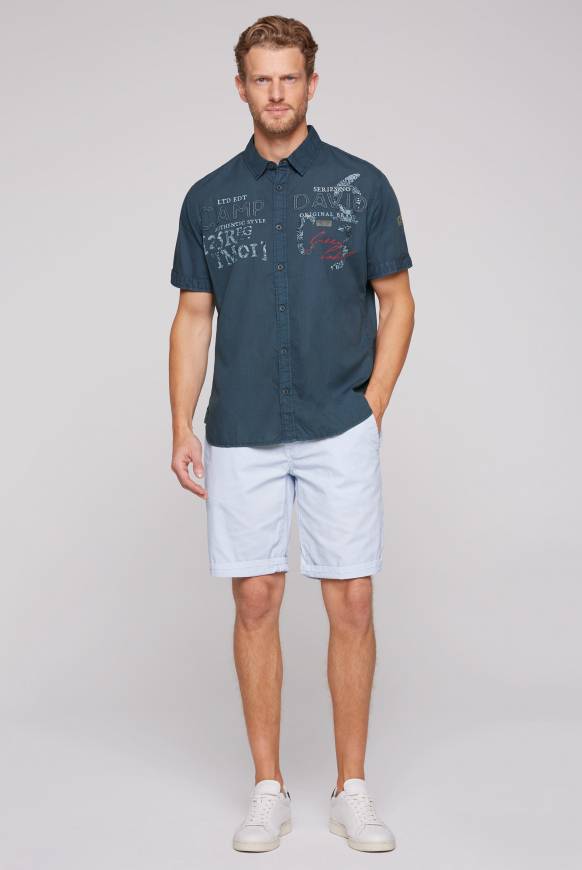 Soccx Leichtes Kurzarmhemd mit Label-Applikationen lazy blue Letzter Tag