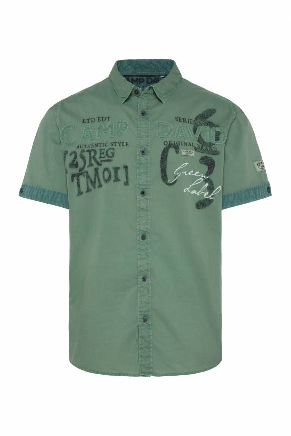 Soccx Leichtes Kurzarmhemd mit Label-Applikationen green beat Zeitbegrenzte Promotion
