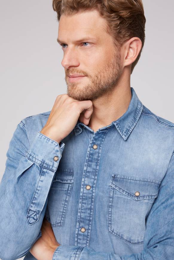 Soccx Hemd aus Denim Regular Fit light blue bleached Bis zu 60% Rabatt