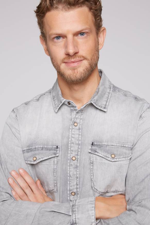 Soccx Hemd aus Denim Regular Fit light grey bleached Bis zu 65% Rabatt