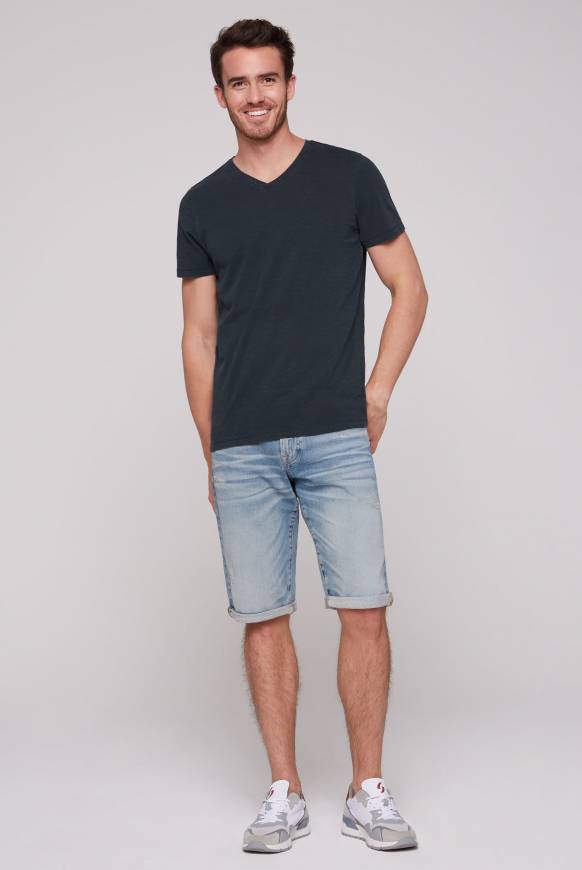 Soccx Basic T-Shirt mit V-Ausschnitt absolute blue Discount Store für neue Produkte