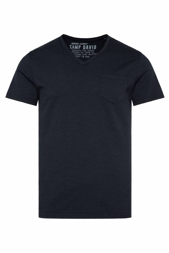 Soccx T-Shirt V-Neck mit Brusttasche blue navy Super Rabatt