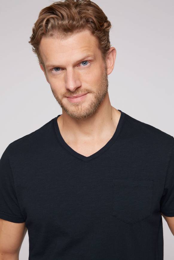 Soccx T-Shirt V-Neck mit Brusttasche blue navy Super Rabatt