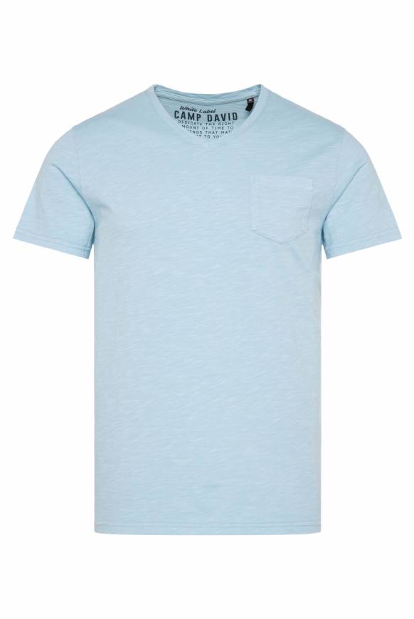 Soccx T-Shirt V-Neck mit Brusttasche summer blue Riesige Rabatte