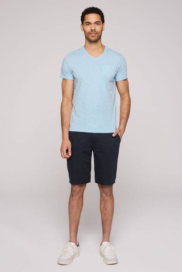 Soccx T-Shirt V-Neck mit Brusttasche summer blue Riesige Rabatte