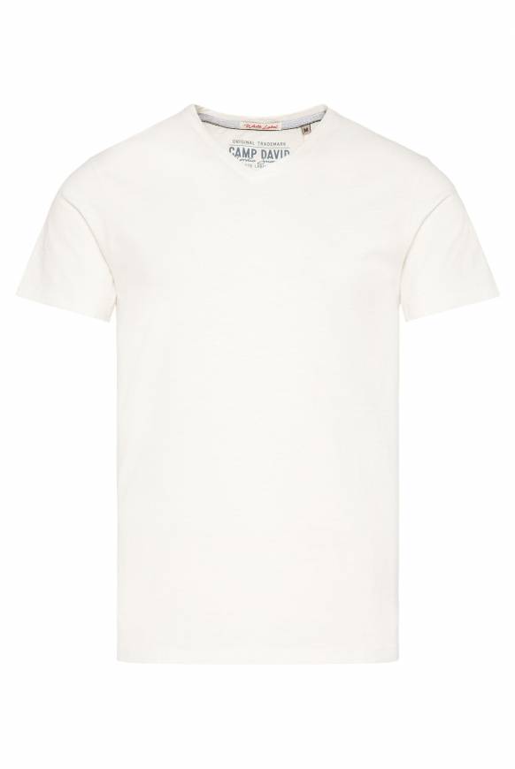 Soccx Basic T-Shirt mit V-Ausschnitt ivory Clearance-Verkauf